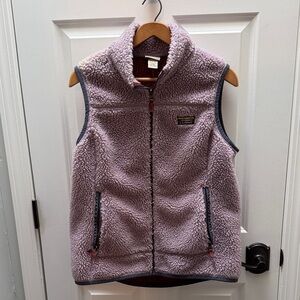 LL BEAN Mountain Pile Fleece Colorblock  Lavender Purple Sherpa Vest Size L